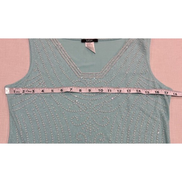 MSK (Medium) Y2K Turquoise Blue beaded sequin tank top winx club fairy (FLAW) - Picture 4 of 11